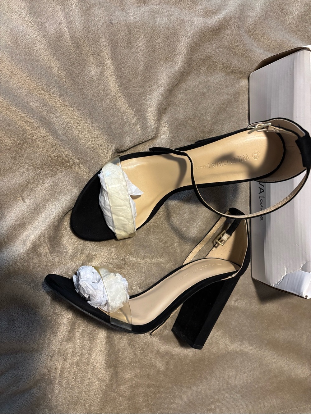 Fashion Nova Black Block Heel Ankle Strap Sandals